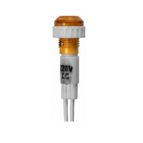 Indicator martor prezenta tensiune 220V AC, montaj panou 14mm, cu fire conexiune, culoare portocalie