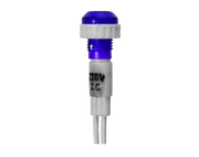 Indicator martor prezenta tensiune 220V, montaj panou 14mm, cap translucid albastru, cu fire conexiune
