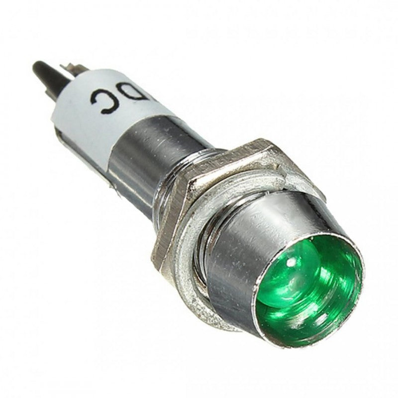 Indicator martor prezenta tensiune 220V, corp metalic, LED verde intens, montaj panou 14mm