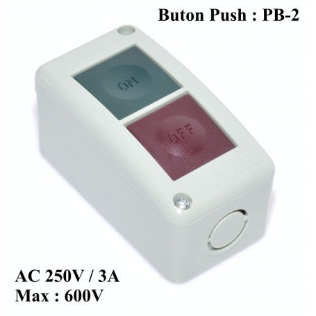 Buton push ON/OFF 250V 3A, vedere frontala cu butoane colorate verde si rosu vizibile