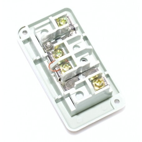 Buton push ON/OFF interior, borne cu surub pentru conectare fire, detaliu mecanism electric