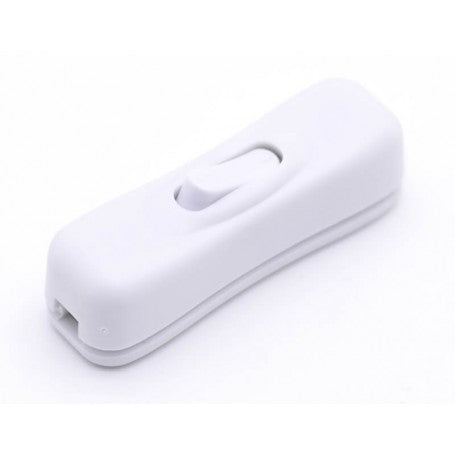 Intrerupator fir cu clipsare 250V 3A, carcasa alba din plastic, buton ON/OFF, montaj direct pe cablu