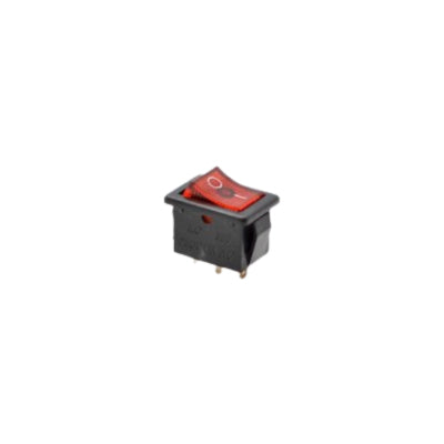Intrerupator basculant mini cu LED rosu 220V, 10A, 3 pini, montaj panou 21x15mm