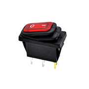 Intrerupator bascula ON/OFF 220V 15A cu LED rosu si protectie cauciuc, 3 contacte, montaj panou