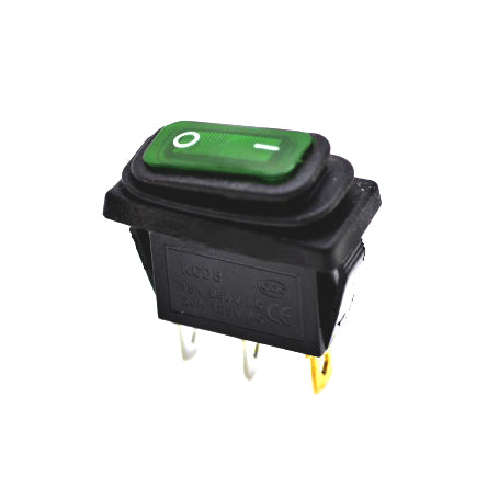 Intrerupator basculant ON/OFF 220V 15A cu LED verde si protectie cauciuc, montaj panel