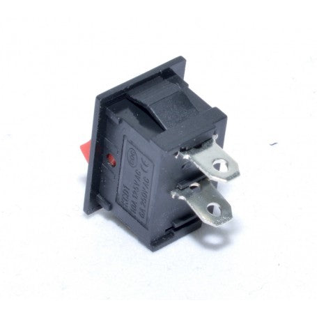 Intrerupator basculant mic, vedere spate cu 2 contacte metalice pentru conectare la circuit 250V