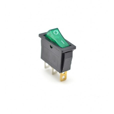 Intrerupator basculant ON-OFF 3 contacte 220V 16A cu LED verde de semnalizare, contacte 6.3mm