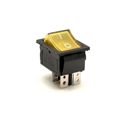 Intrerupator basculant ON-OFF KCD4 cu LED galben, 15A 250V, montaj in panou 31x25mm, 4 contacte