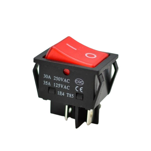 Intrerupator ON-OFF 4 contacte, 30A 250VAC, buton rosu, constructie robusta pentru aplicatii industriale