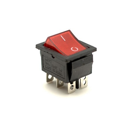 Intrerupator ON-OFF 6 contacte 250V/15A cu LED rosu de semnalizare, montaj panou 31x25mm