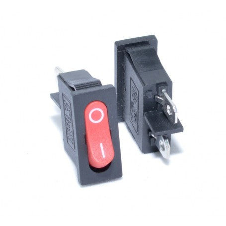 Intrerupator basculant ingust 6A 250V, vedere fata si spate cu contacte metalice