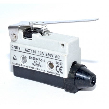 Limitator de cursa 10A 250V AC, vedere laterala cu tija metalica si conector inferior