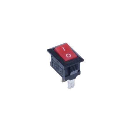 intrerupator mini basculant rosu, vedere frontala cu simboluri I/O pe buton