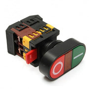 Intrerupator motor dublu START/STOP ON/OFF, 220V, IP65, contact NO/NC, montaj 22mm, verde-rosu