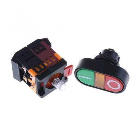 Intrerupator motor dublu demontat, cap buton detasat de blocul de contacte NO/NC 220V