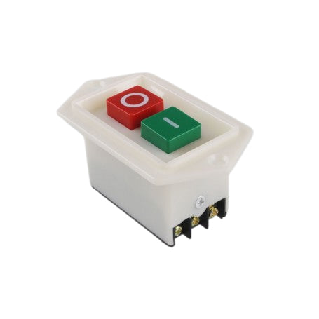Intrerupator dublu buton cu contacte metalice vizibile, compatibil 220V-380V 10A