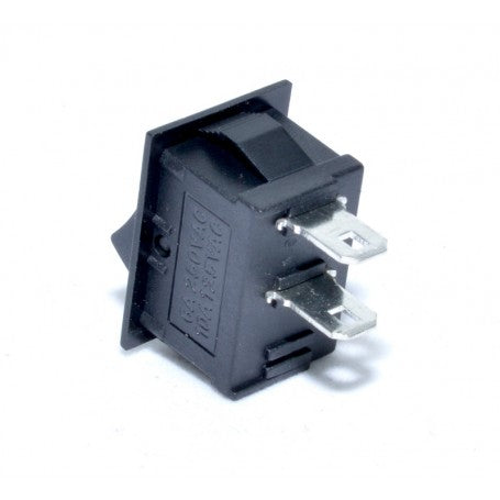 Intrerupator ON-OFF negru, vedere spate cu contacte metalice pentru conectare rapida la 250V