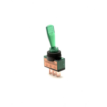 Intrerupator basculant ON/OFF 12V cu maneta verde, 3 contacte, curent maxim 15A