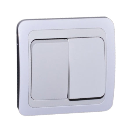Comutator dublu ON/OFF ceramic 10A, 250V AC, montaj ingropat in doza, finisaj alb mat