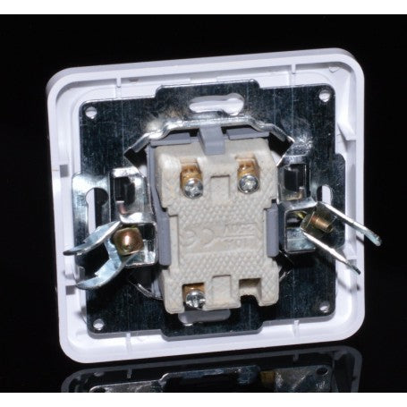 Comutator dublu cu mecanism ceramic, contacte alama si suport metalic de fixare, vedere spate