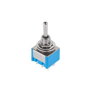 Intrerupator basculant ON-OFF metalic, 6 contacte, 220V, 6A, montaj panou, corp albastru cu maneta inox