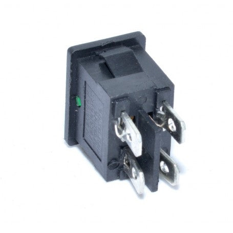 Intrerupator basculant mic, vedere spate cu 4 terminale metalice de conectare