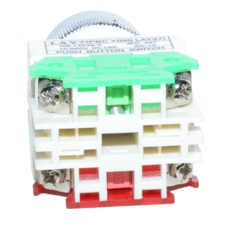 Intrerupator selector industrial 10A, vedere spate cu patru contacte pe suruburi si elemente de prindere