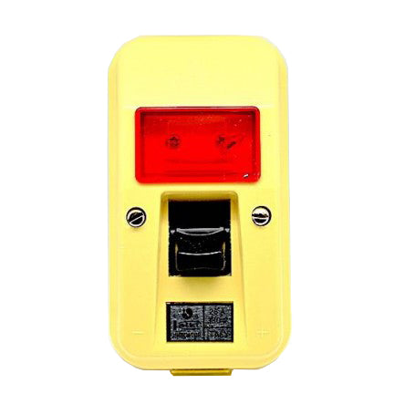 Intrerupator trifazic 25A 380V AC cu LED rosu de semnalizare si carcasa galbena din plastic ignifug
