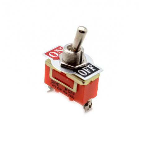 Intrerupator basculant ON-OFF cu tija metalica, 220V 15A, corp rosu ignifug, contacte cu surub