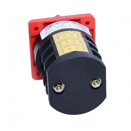 Intrerupator cu came 4kW, vedere din spate cu suruburi de fixare si corp negru