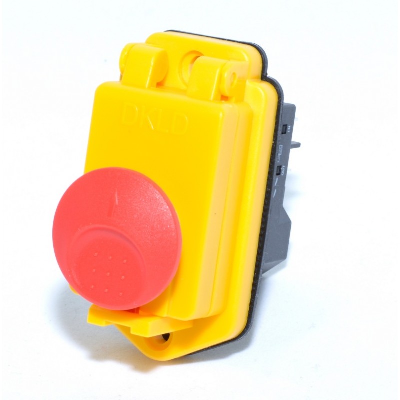 Intrerupator industrial 220V cu capac inchis si buton stop urgenta rosu proeminent
