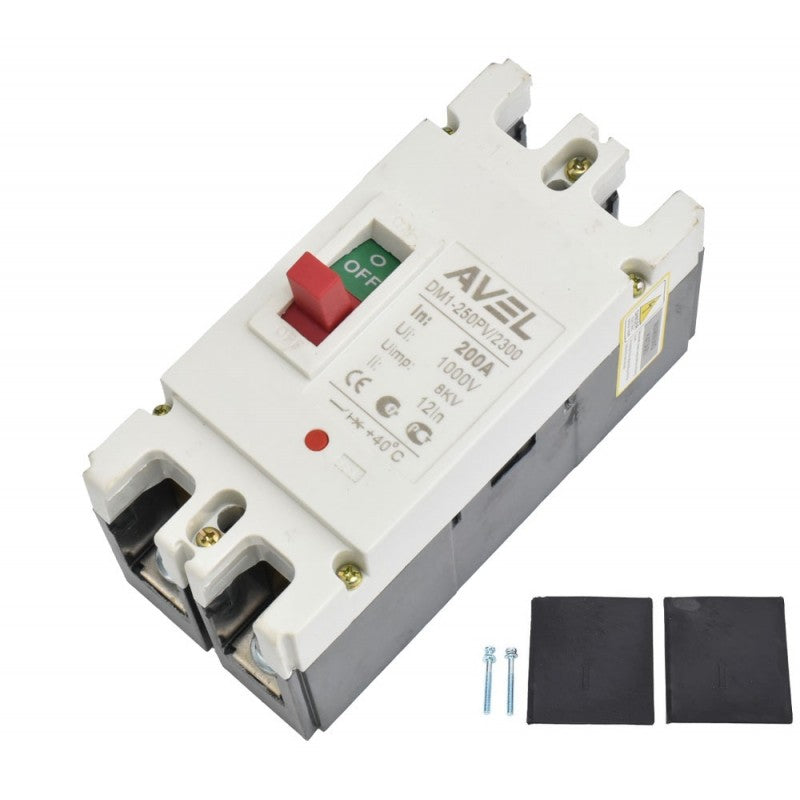 Intrerupator MCCB 2P 200A cu accesorii incluse: suruburi de montaj si protectii terminale