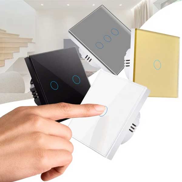Intrerupator touch disponibil in variante negru, alb, gri si auriu, cu 1, 2 sau 3 zone tactile