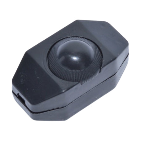 Intrerupator variator pe fir 250V, buton rotativ, montaj pe cablu, design compact negru pentru reglaj intensitate lumina
