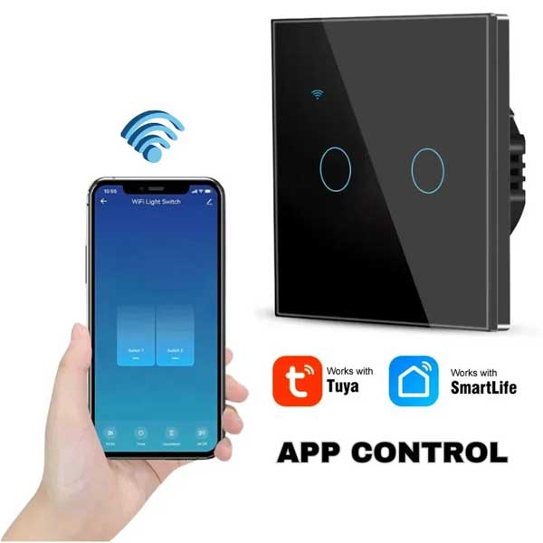 Intrerupator smart dublu WiFi 10A cu control prin aplicatie pe smartphone