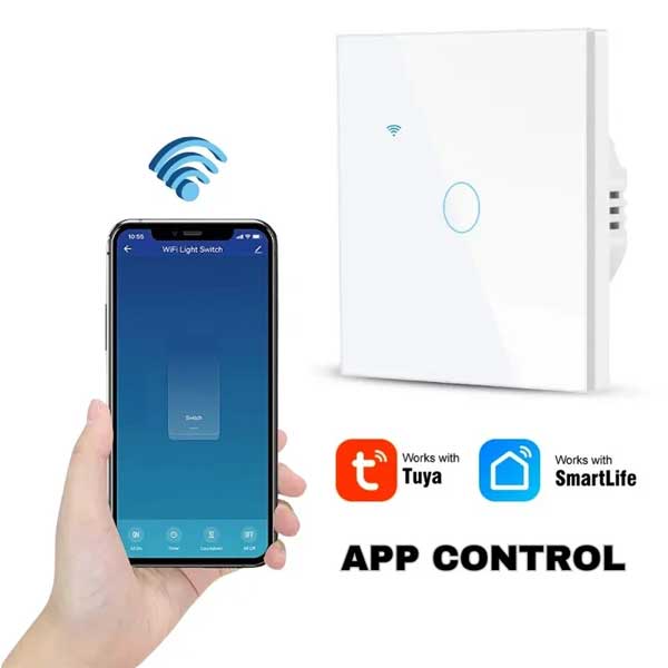Intrerupator smart touch WiFi cu control prin aplicatie mobila, compatibil cu retele 2.4GHz