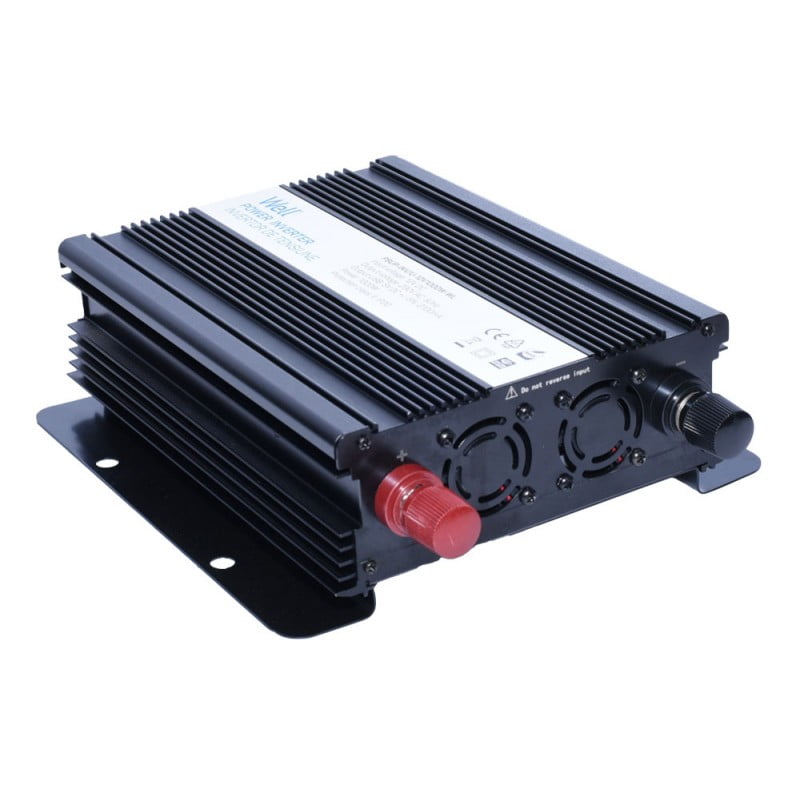 Invertor auto 1000W vedere laterala cu ventilatoare de racire si terminal de conectare
