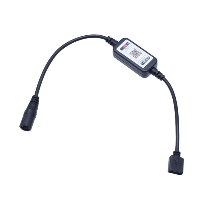 Controller Bluetooth compact pentru banda LED RGB cu QR code si conectori de intrare-iesire