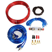 Kit cabluri audio subwoofer auto complet 1500W, cablu putere rosu, RCA albastru, siguranta in linie