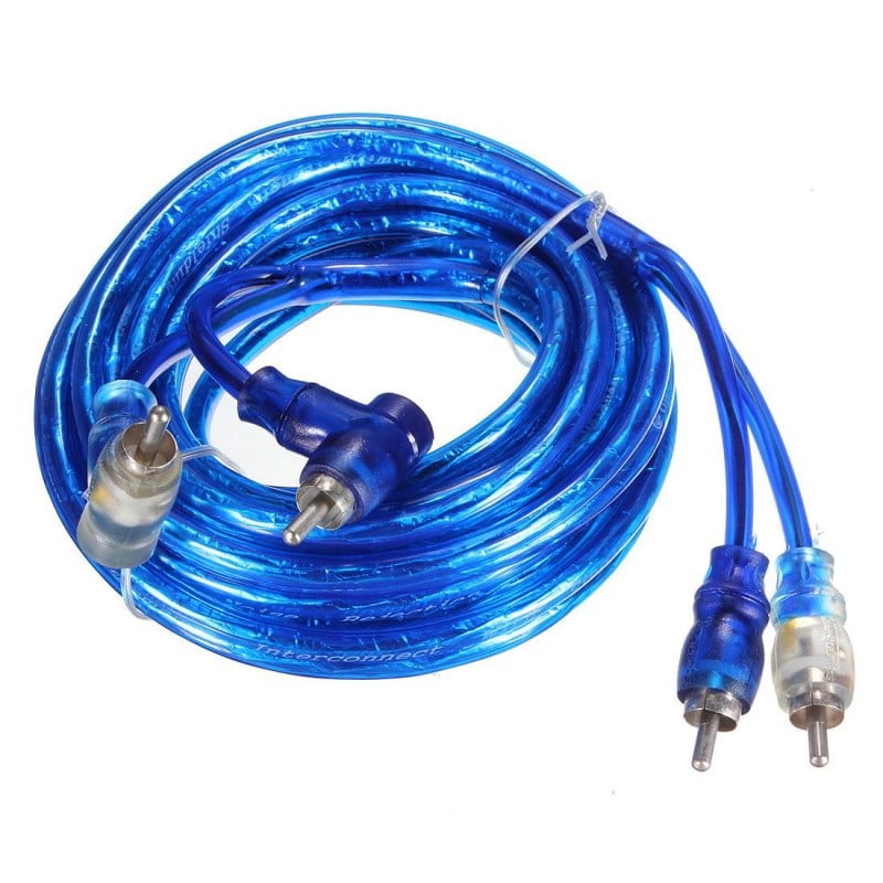 Cablu RCA ecranat albastru 4.5m cu conectori dubli pentru semnal audio fara interferente