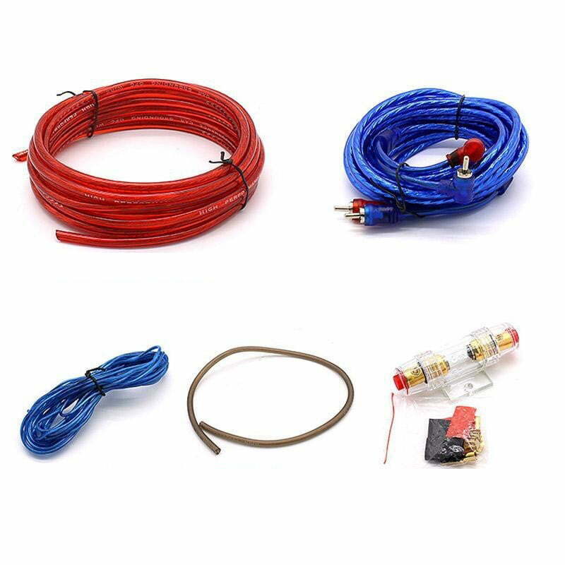 Kit cabluri audio subwoofer auto 8GA, cablu RCA 4.5m, suport siguranta 60A, terminale aurite incluse