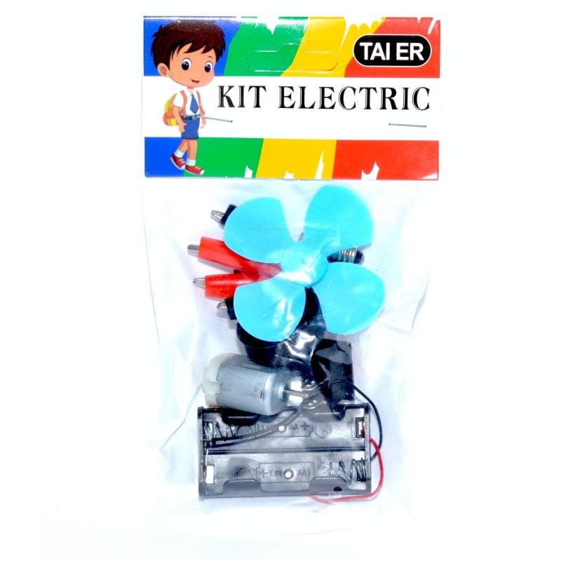 Kit electric educational ambalat, cu motor, elice albastra si suport baterii AA incluse