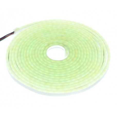 Banda LED neon rola 5m, culoare alb-verzui cald, invelis silicon flexibil, 12V