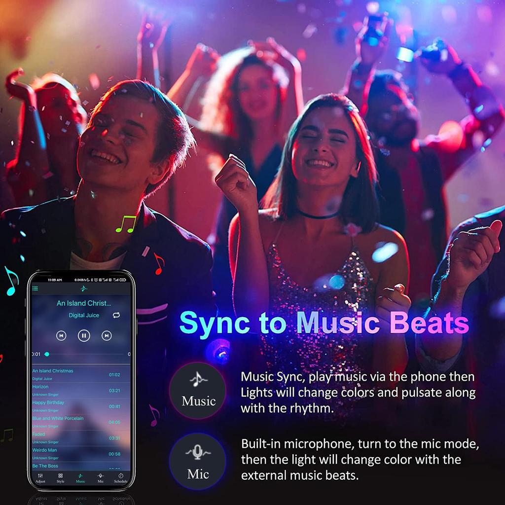 Banda LED RGB cu sincronizare muzica in timp real, microfon incorporat, mod disco colorat