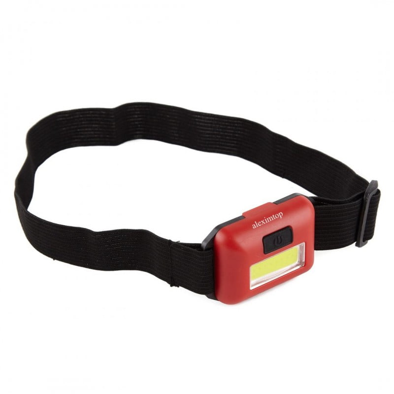 Lanterna de cap LED COB cu curea reglabila neagra, vedere laterala