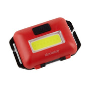 Lanterna de cap LED COB 10W, lumina alba rece 6500K, carcasa rosie compacta cu buton pornire