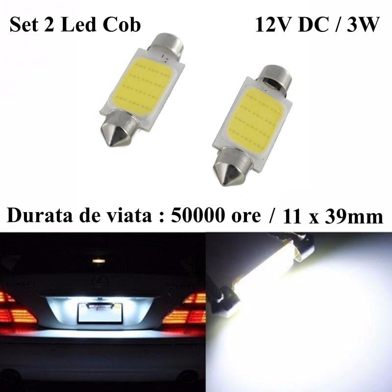 Becuri LED feston 3W, 12V, durata 50000 ore, montate pe placuta numar auto