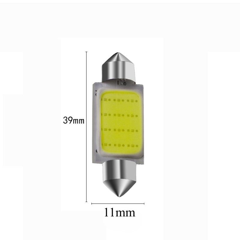 Bec LED feston COB 39mm dimensiuni 11x39mm, profil compact cu capete metalice