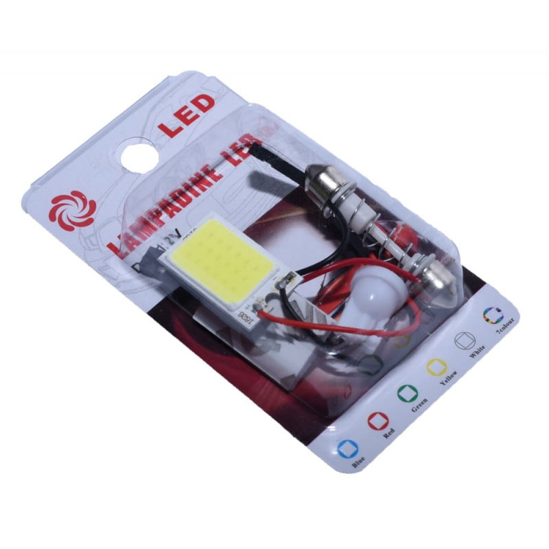 Ambalaj blister led COB auto 12V cu adaptoare incluse, vedere laterala