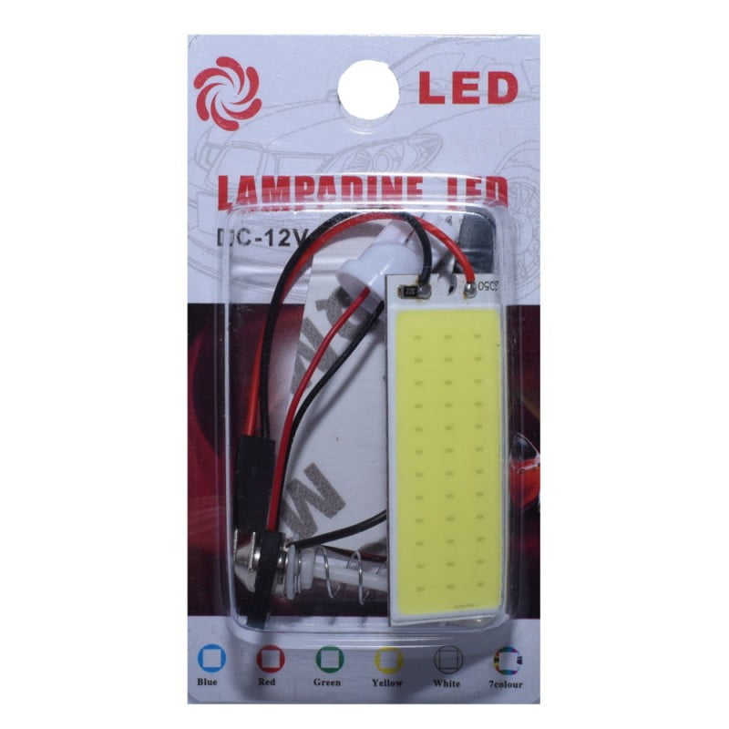 Panou LED COB 4W 12V in blister frontal, cu adaptoare multiple si optiuni de culoare pentru plafon auto